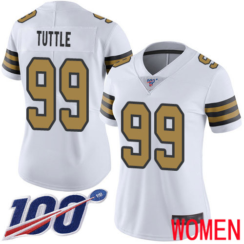 New Orleans Saints Limited White Women Shy Tuttle Jersey NFL Football #99 100th Season Rush Vapor Untouchable Jersey->women nfl jersey->Women Jersey